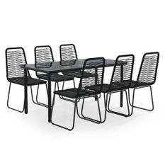 Ensemble à manger de jardin 7 pcs Noir