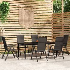 Ensemble à manger de jardin 7 pcs Noir