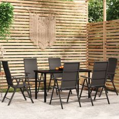 Ensemble à manger de jardin 7 pcs Noir