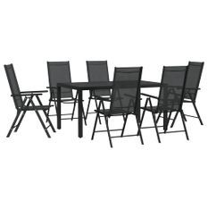 Ensemble à manger de jardin 7 pcs noir aluminium