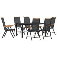 Ensemble à manger de jardin 7 pcs noir aluminium