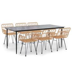 Ensemble à manger de jardin 7 pcs Résine tressée