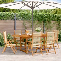 Ensemble à manger de jardin 7pcs beige polypropylène et bois