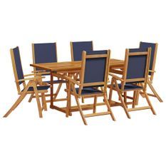 Ensemble à manger de jardin 7pcs bois d'acacia solide textilène