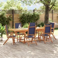 Ensemble à manger de jardin 7pcs bois d'acacia solide textilène
