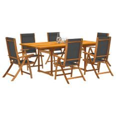 Ensemble à manger de jardin 7pcs bois d'acacia solide textilène