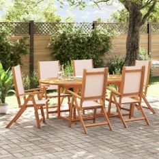 Ensemble à manger de jardin 7pcs bois d'acacia solide textilène