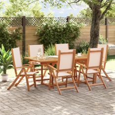 Ensemble à manger de jardin 7pcs bois d'acacia solide textilène