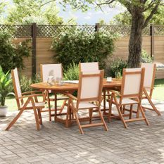 Ensemble à manger de jardin 7pcs bois d'acacia solide textilène