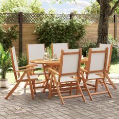 Ensemble à manger de jardin 7pcs bois d'acacia solide textilène