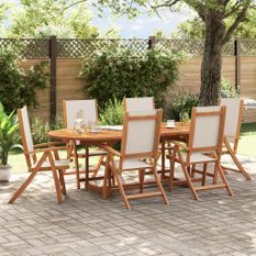 Ensemble à manger de jardin 7pcs bois d'acacia solide textilène