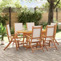 Ensemble à manger de jardin 7pcs bois d'acacia solide textilène