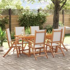 Ensemble à manger de jardin 7pcs bois d'acacia solide textilène