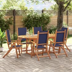 Ensemble à manger de jardin 7pcs bois d'acacia solide textilène