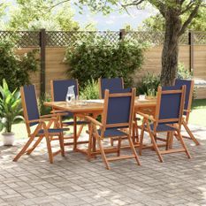 Ensemble à manger de jardin 7pcs bois d'acacia solide textilène