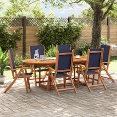 Ensemble à manger de jardin 7pcs bois d'acacia solide textilène