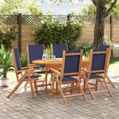 Ensemble à manger de jardin 7pcs bois d'acacia solide textilène