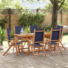 Ensemble à manger de jardin 7pcs bois d'acacia solide textilène