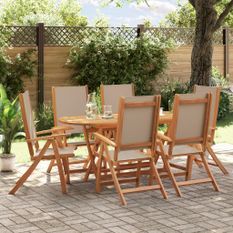 Ensemble à manger de jardin 7pcs bois d'acacia solide textilène