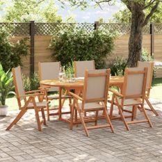 Ensemble à manger de jardin 7pcs bois d'acacia solide textilène