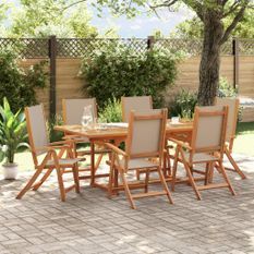 Ensemble à manger de jardin 7pcs bois d'acacia solide textilène