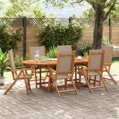 Ensemble à manger de jardin 7pcs bois d'acacia solide textilène