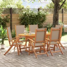 Ensemble à manger de jardin 7pcs bois d'acacia solide textilène