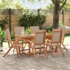 Ensemble à manger de jardin 7pcs bois d'acacia solide textilène