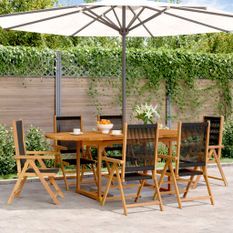 Ensemble à manger de jardin 7pcs noir polypropylène bois massif