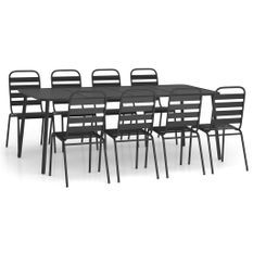 Ensemble à manger de jardin 9 pcs anthracite acier