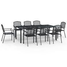 Ensemble à manger de jardin 9 pcs anthracite acier