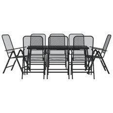 Ensemble à manger de jardin 9 pcs anthracite métal maille