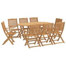 Ensemble à manger de jardin 9 pcs bois d'acacia solide