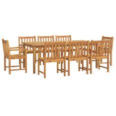 Ensemble à manger de jardin 9 pcs bois d'acacia solide