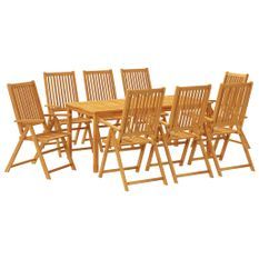 Ensemble à manger de jardin 9 pcs bois d'acacia solide