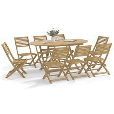 Ensemble à manger de jardin 9 pcs bois d'acacia solide