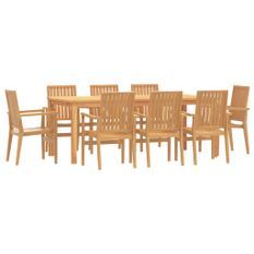 Ensemble à manger de jardin 9 pcs Bois de teck solide