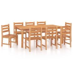 Ensemble à manger de jardin 9 pcs Bois de teck solide