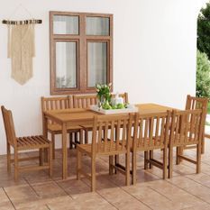 Ensemble à manger de jardin 9 pcs Bois de teck solide