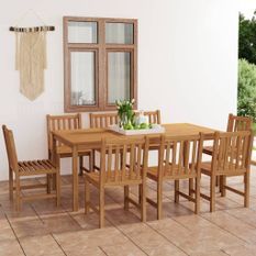 Ensemble à manger de jardin 9 pcs Bois de teck solide