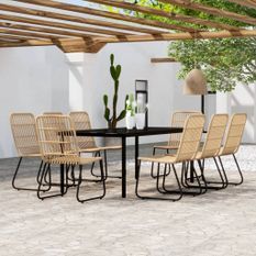 Ensemble à manger de jardin 9 pcs Chêne