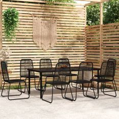 Ensemble à manger de jardin 9 pcs Noir