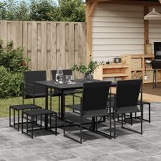 Ensemble à manger de jardin 9 pcs noir textilène