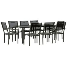 Ensemble à manger de jardin 9 pcs noir textilène et acier