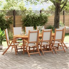 Ensemble à manger de jardin 9pcs bois d'acacia solide textilène