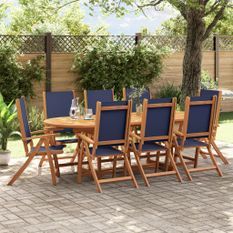 Ensemble à manger de jardin 9pcs bois d'acacia solide textilène