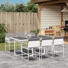 Ensemble à manger de jardin avec coussins 7 pcs blanc textilène