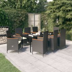 Ensemble à manger de jardin avec coussins 9 pcs noir