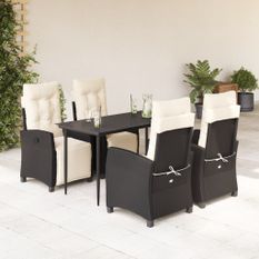 Ensemble à manger de jardin coussins 5pcs Noir Résine tressée