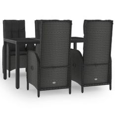 Ensemble à manger de jardin coussins 5pcs Noir Résine tressée